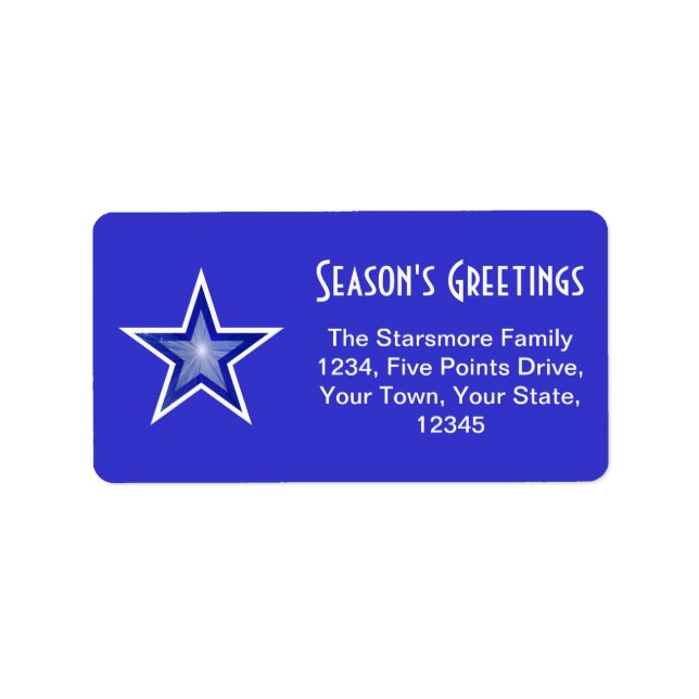 Dark Blue Star 'Season's Greetings' address blue Label (Front)