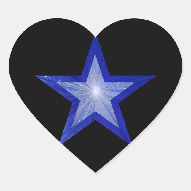 Dark Blue Star sticker heart black (Front)