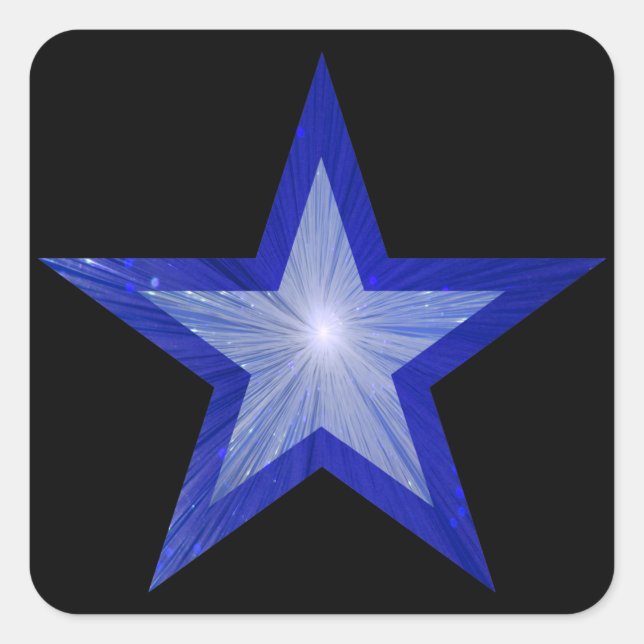 Dark Blue Star sticker square black (Front)