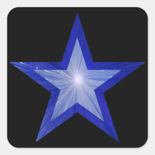 Dark Blue Star sticker square black