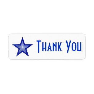 Dark Blue Star 'Thank you' label small white