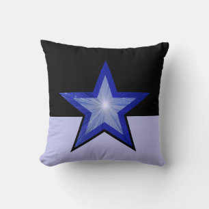 Dark Blue Star throw pillow square pale blue black