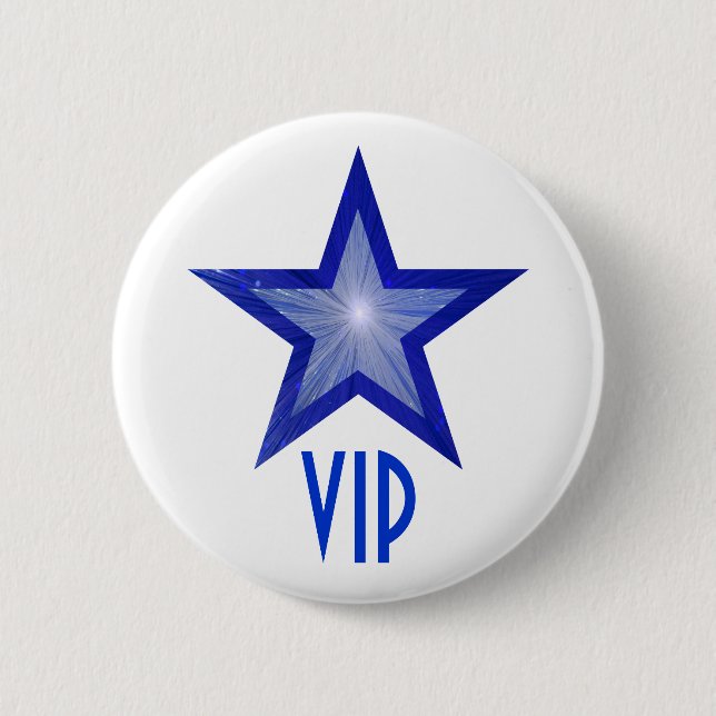 Dark Blue Star 'VIP' button white (Front)