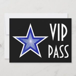 Dark Blue Star 'VIP PASS' black horizontal Invitation