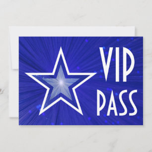 Dark Blue Star 'VIP PASS' invitation horizontal