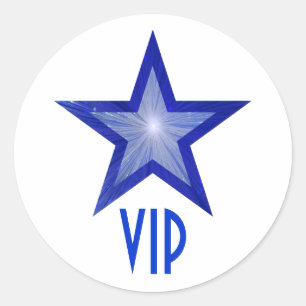 Dark Blue Star VIP round sticker white