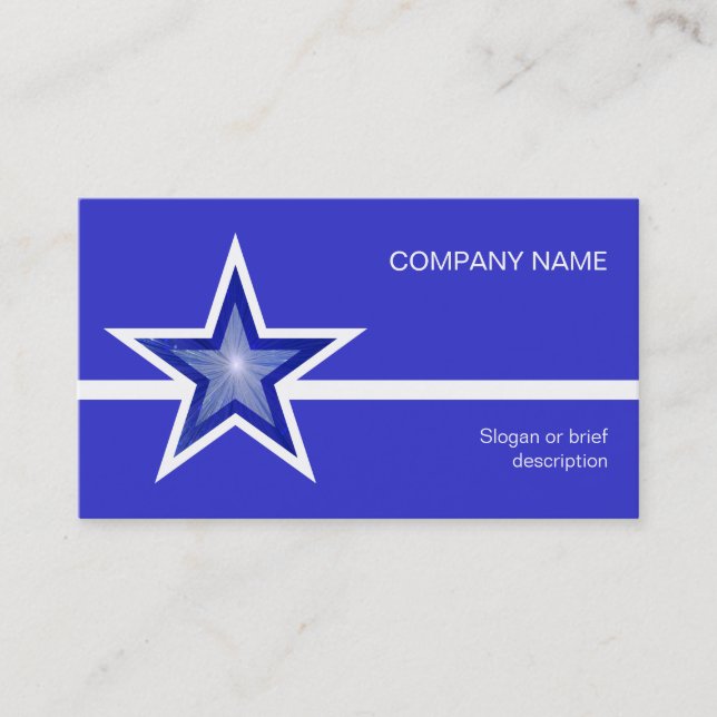 Dark Blue Star white line business card blue (Front)