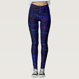 Dark blue streaked pattern leggings