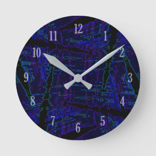 Dark blue streaked pattern round clock
