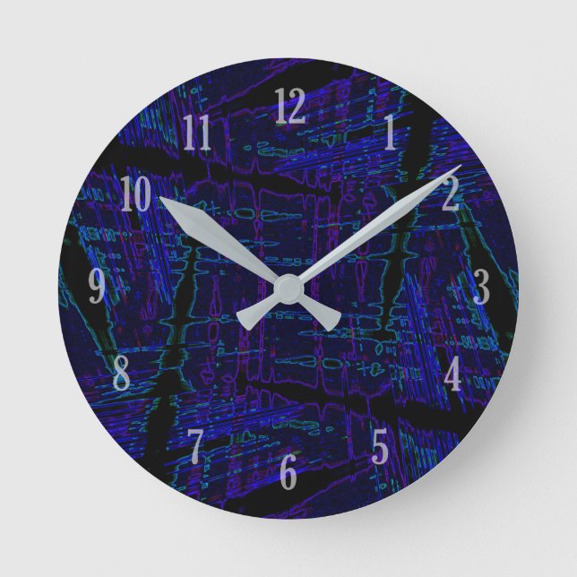 Dark blue streaked pattern round clock (Front)