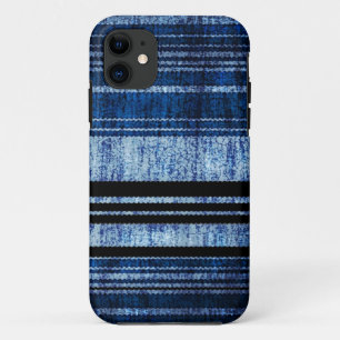 Dark Blue Stripes grunge texture iPhone 11 Case