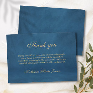 Dark Blue Sympathy Examples After Funeral Thank You Card