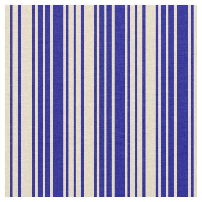 Dark Blue & Tan Coloured Striped Pattern Fabric (Close Up)