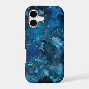 Dark Blue Teal Alcohol Ink Marble