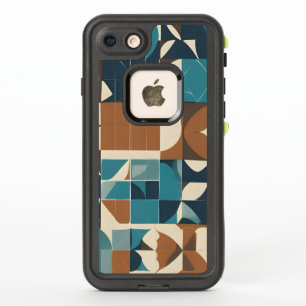 Dark Blue, Teal, Brown, and Tan Geometric Pattern 