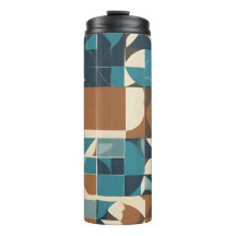 Dark Blue, Teal, Brown, and Tan Geometric Pattern
