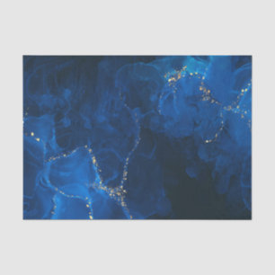 Dark Blue Textured Background Faux Gold Glitter    Tissue Paper
