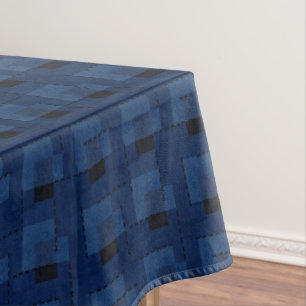 Dark blue textured geometric napkins tablecloth