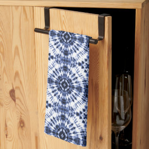 Dark Blue Tie Dye Pattern Tea Towel