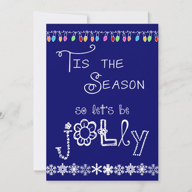Dark Blue Tis the Season Holiday Party Invitation (Front)