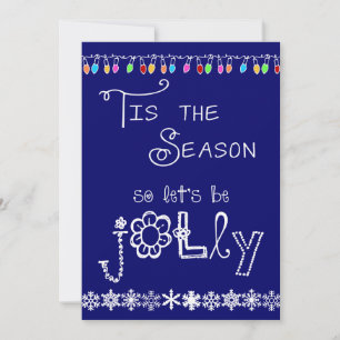 Dark Blue Tis the Season Holiday Party Invitation