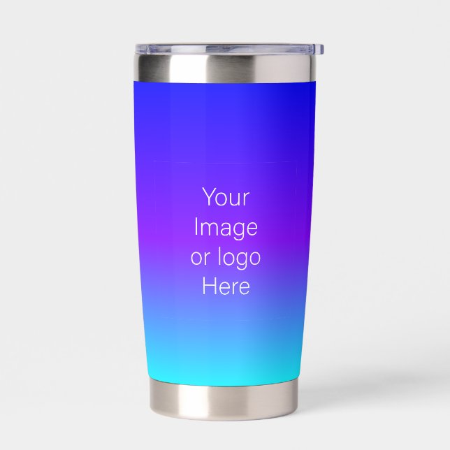 Dark Blue To Light Blue Gradient Personalise Insulated Tumbler (Left)