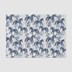 Dark Blue Toile Horses Seamless Tissue Paper