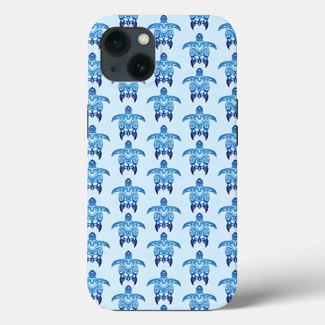 Dark Blue Tribal Honu Turtles Case-Mate iPhone Case (Back)