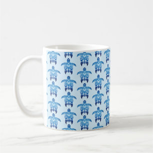 Dark Blue Tribal Honu Turtles Coffee Mug