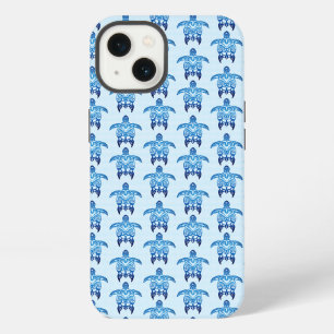Dark Blue Tribal Honu Turtles iPhone 13 Case