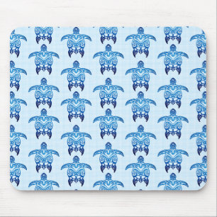 Dark Blue Tribal Honu Turtles Mouse Mat