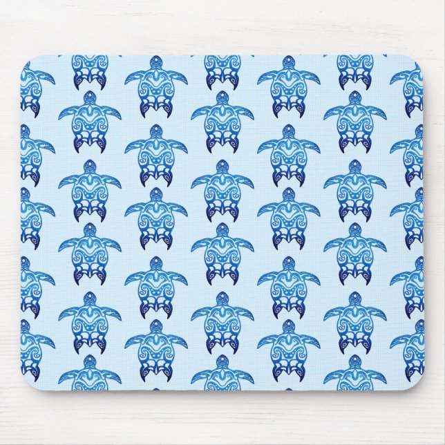 Dark Blue Tribal Honu Turtles Mouse Mat (Front)