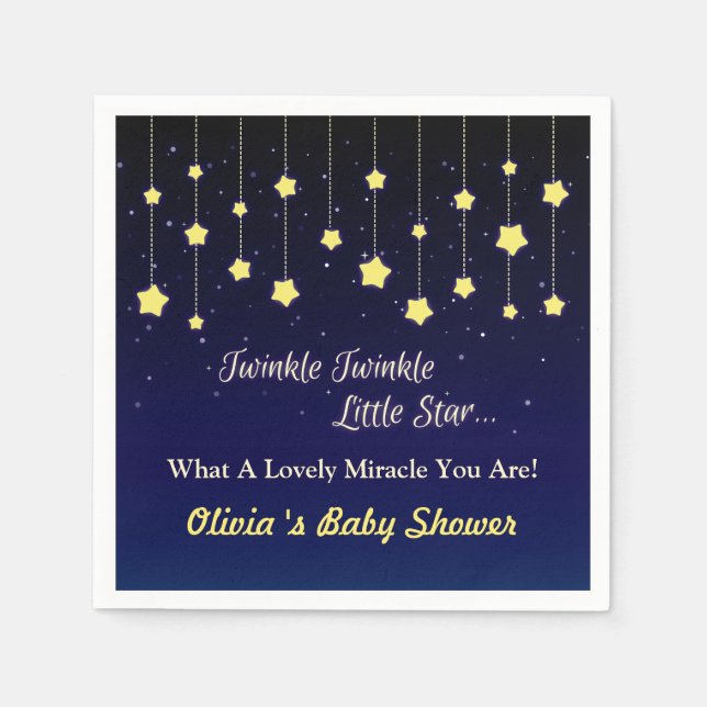Dark Blue Twinkle Little Star Baby Shower Supplies Napkin (Front)