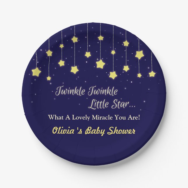 Dark Blue Twinkle Little Star Party Plate (Front)