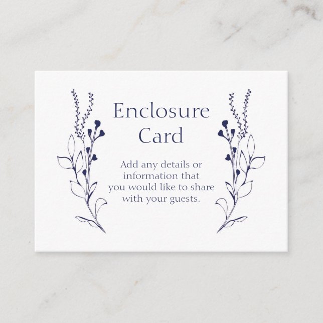 Dark Blue Vines & Flowers Enclosure Card (Front)