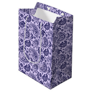 Dark-blue Vintage Paisley Pattern On Lavender Medium Gift Bag