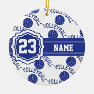 Dark Blue Volleyball Ceramic Tree Decoration