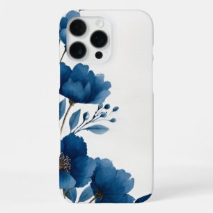 Dark Blue Watercolor Flowers iPhone Case