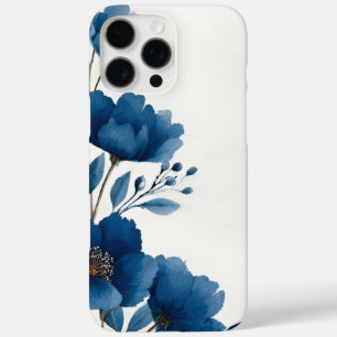 Dark Blue Watercolor Flowers iPhone Case