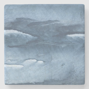 Dark blue watercolor stone coaster