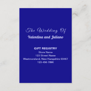 Dark Blue Wedding Gift Registry Portrait Enclosure Card