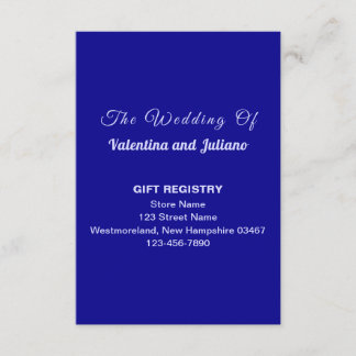 Dark Blue Wedding Gift Registry Portrait Enclosure Card