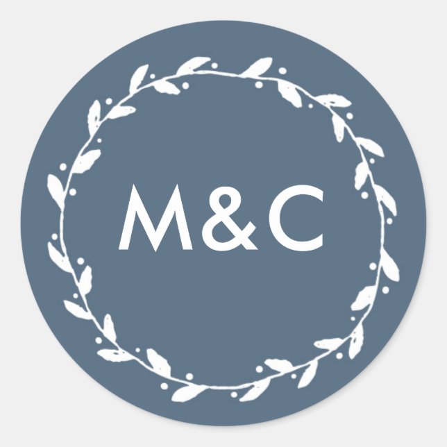 Dark Blue wedding monogram stickers (Front)