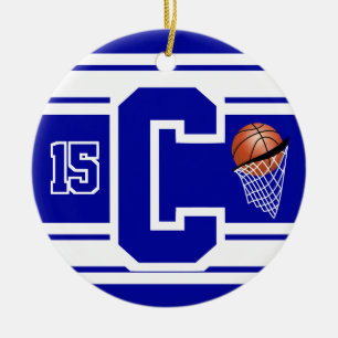 Dark Blue & White Basketball DIY Letter Ceramic Tree Decoration