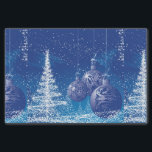 Dark Blue & White Christmas Ornaments & Trees Tissue Paper<br><div class="desc">Elegant winter scene dark blue christmas ornaments and white trees christmas illustration.</div>