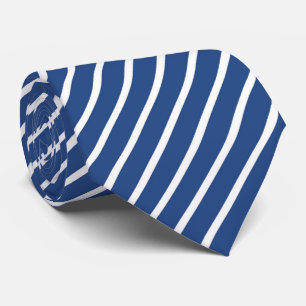 Dark Blue White Diagonal Stripes Tie