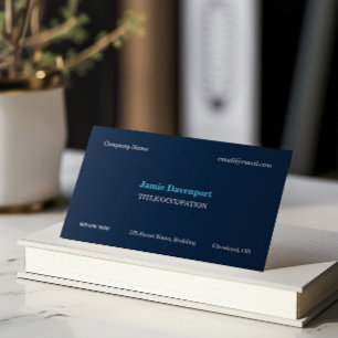 Dark Blue White Elegant Classic Minimalistic Business Card