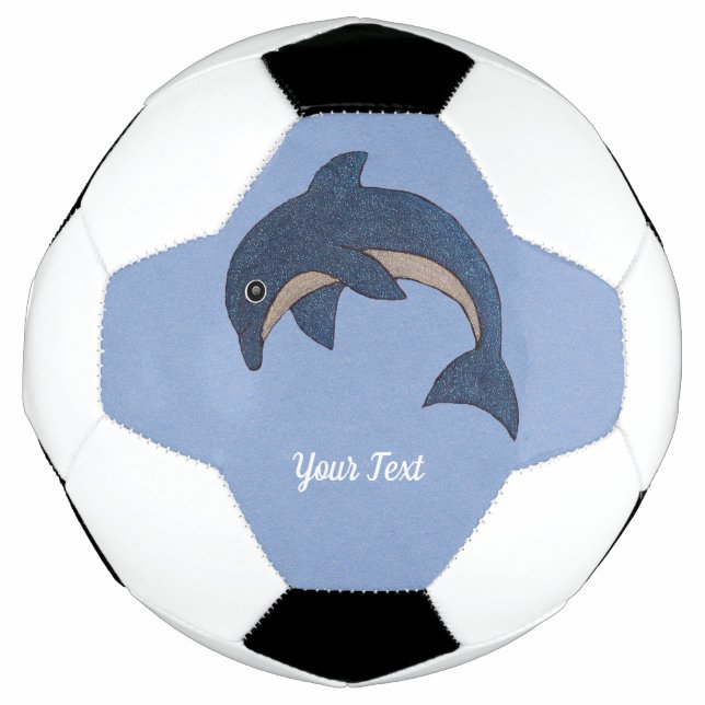 Dark Blue White Jumping Dolphin Glitter Look Football (Front)