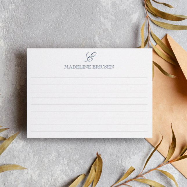 Dark Blue & White Monogram Lined Card (Creator Uploaded)