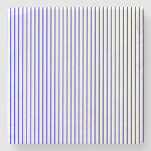 Dark Blue White Pinstripe Stone Coaster